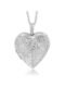 Locket Pendant Necklace Charm 1.5″ Engraved Flowers Heart Shape